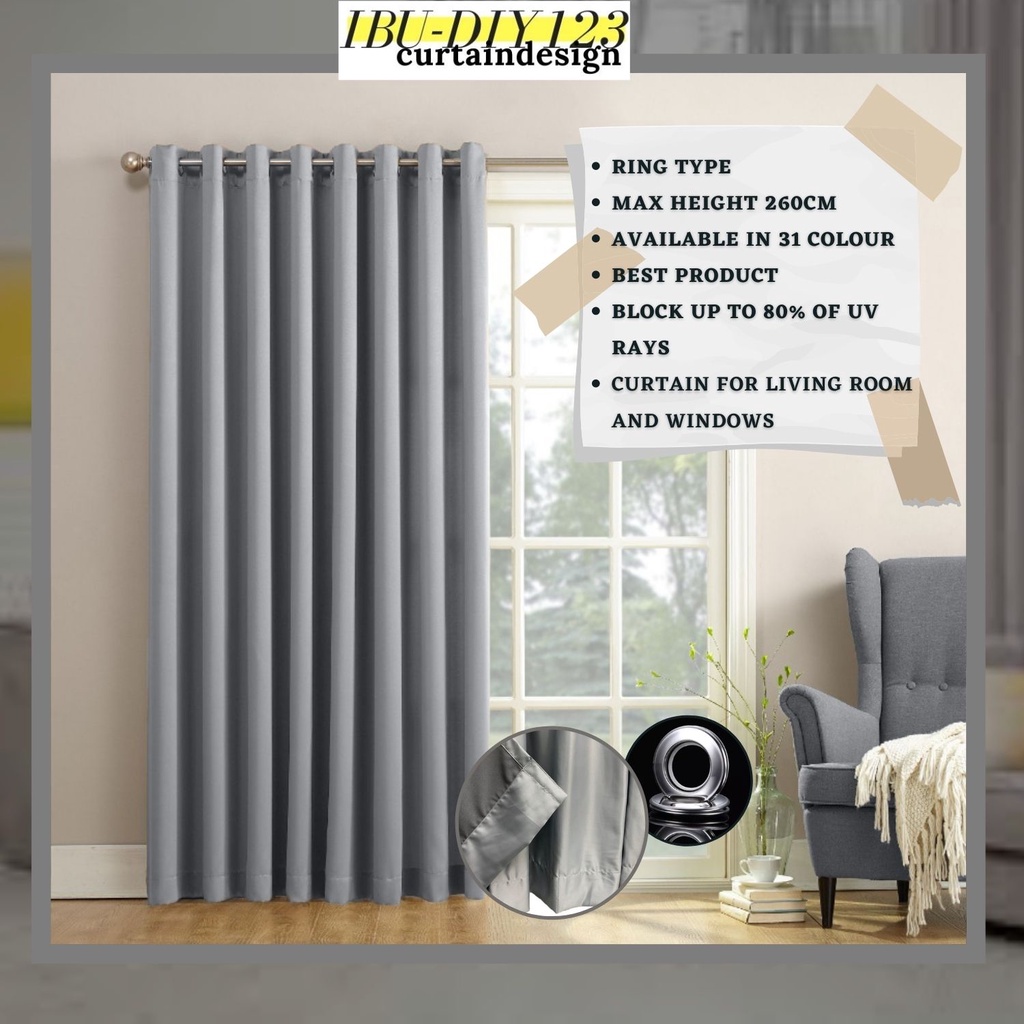 A3 Ready Made Curtain!!! Siap Jahit Langsir ,Langsir Kain Tebal (Free