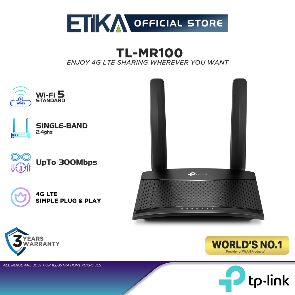 TPLink TLMR100 Wireless N300 4G LTE Mobile Direct Sim Modem Router