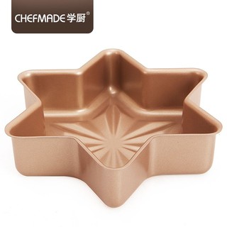 CHEFMADE Star-Shaped Cake Pan, 8-Inch Non-Stick Diamond Surface Cake Bread  and Meat Bakeware for Oven and Instant Pot Baking (Champagne Gold)