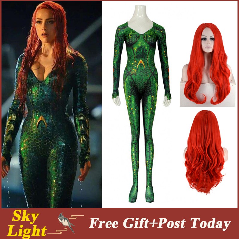 New DC Women Kids Movie Aquaman Mera Queen Cosplay Costume Zentai