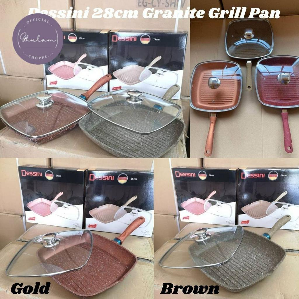 Dessini Granite Grill Pan With Glass Lid / Granite Stone Casserole
