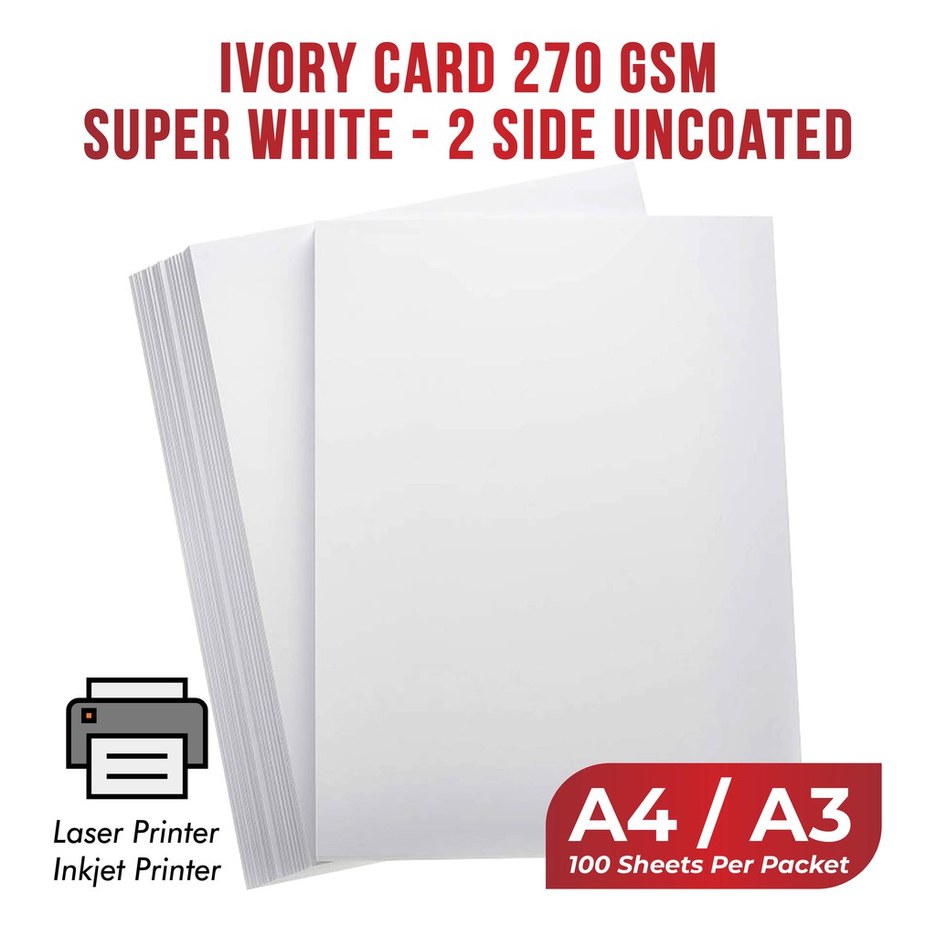 A4 A3 A3+ Super White Card 270 gsm Ivory card Un-coated Card - Finland ...