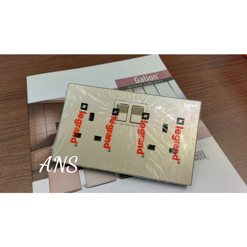 Legrand Galion 2gang Double 13A switch socket outlet on off - champagne ...