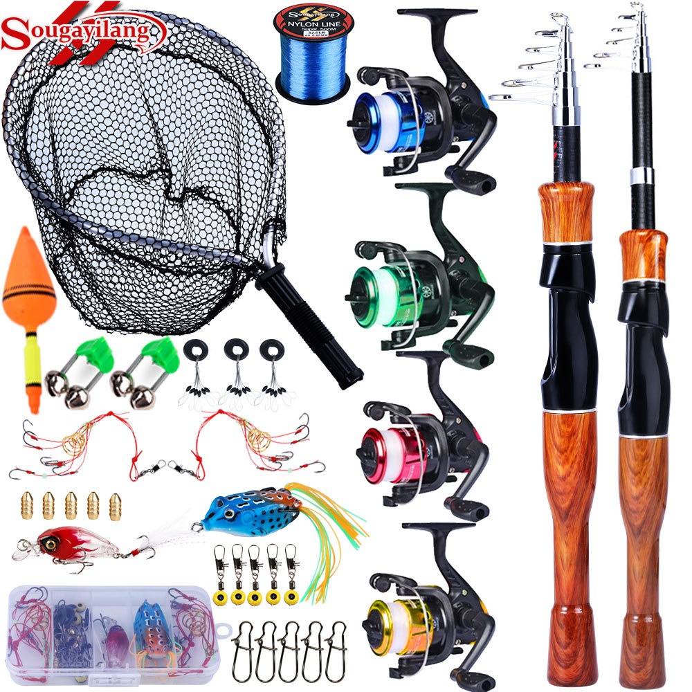 Sougayilang Portable Telescopic Fishing Rod and Reel Combo Kit with Spinning  Fishing Reel Outdoor Fishing Tackle Set Fishing Pancing