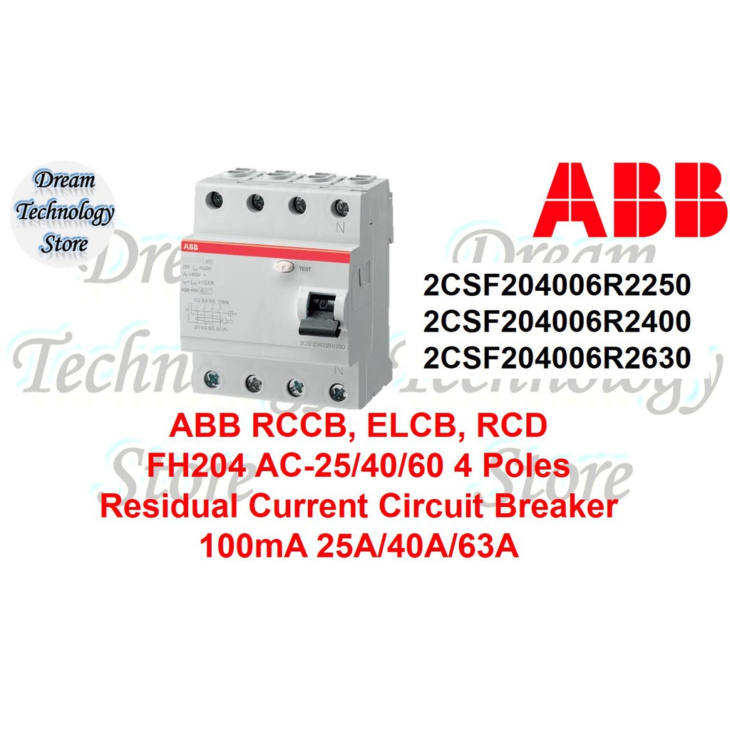 Abb Rccb Elcb Fh204 Ac 254060 Residual Current Circuit Breaker 4