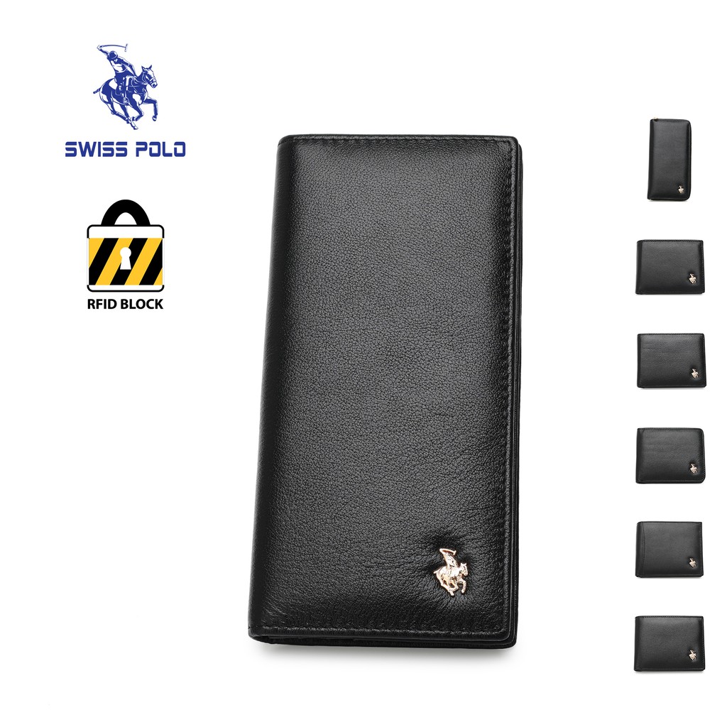 Swiss Polo Genuine Leather RFID Long And Bifold Wallet Black SW 168