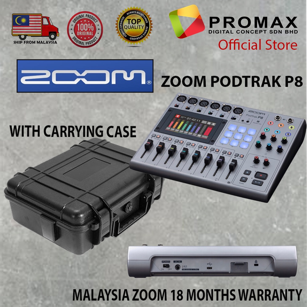 Zoom PodTrak P8 Portable Multitrack Podcast Recorder (With Carry Case