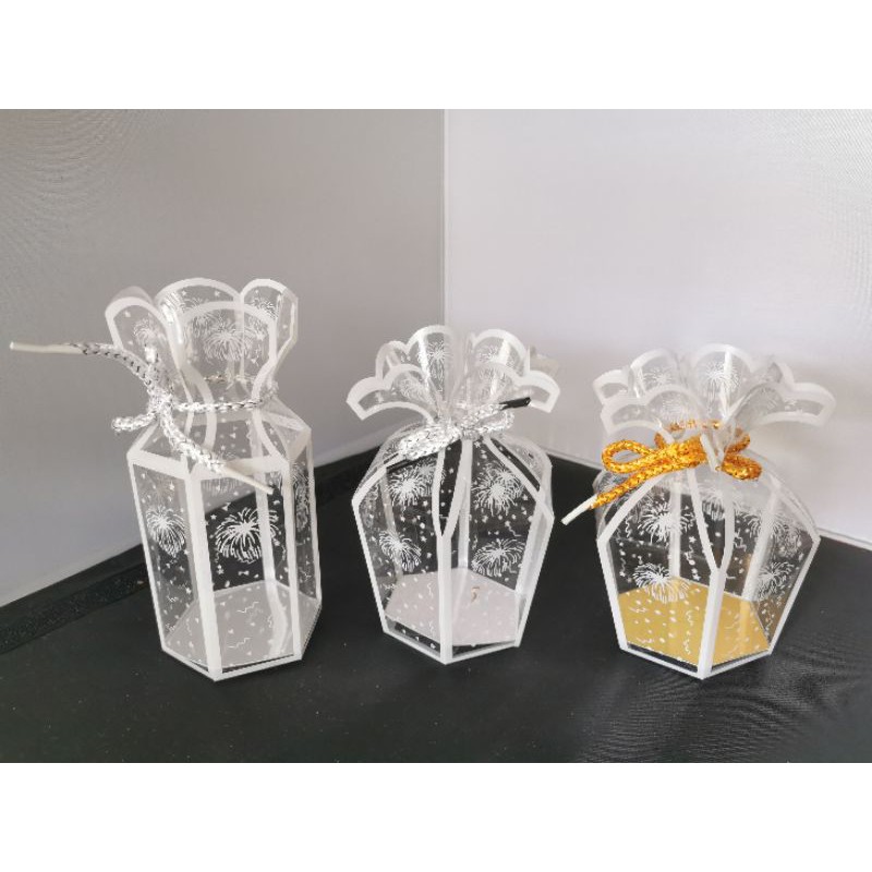 10pcs PVC Hexagon shape Transparent Gift box / packing for door gift ...