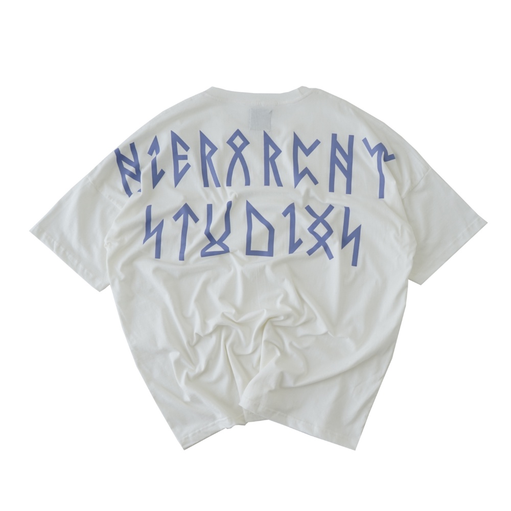 Hierarchy Studios Runic Wide Logo Oversized TShirt Broken White