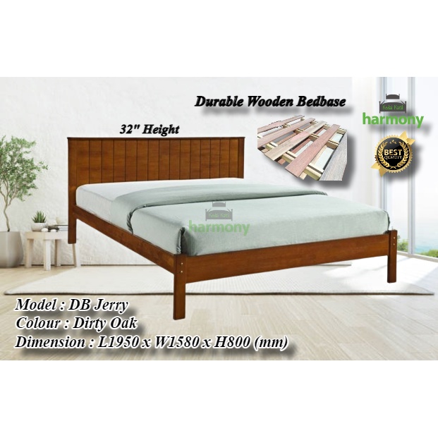 Harmony Jerry Wooden Queen Bed Frame / Solid Wood Queen Bed / Katil Queen Kayu / Katil Queen