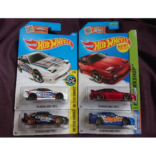 Hot Wheels Nissan 180SX Type X GReddy first edition S13 SR20 silvia red US Card not Tomica Kyosho Shopee Malaysia