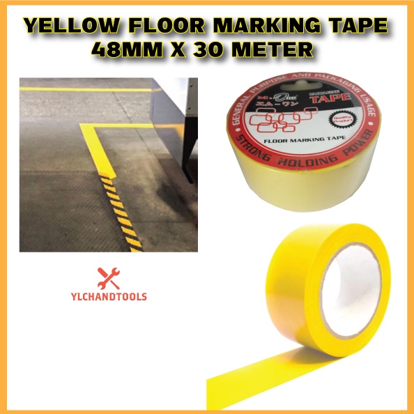 48MM X 30 METER YELLOW FLOOR MARKING TAPE ( MADE IN MALAYSIA ) Shopee