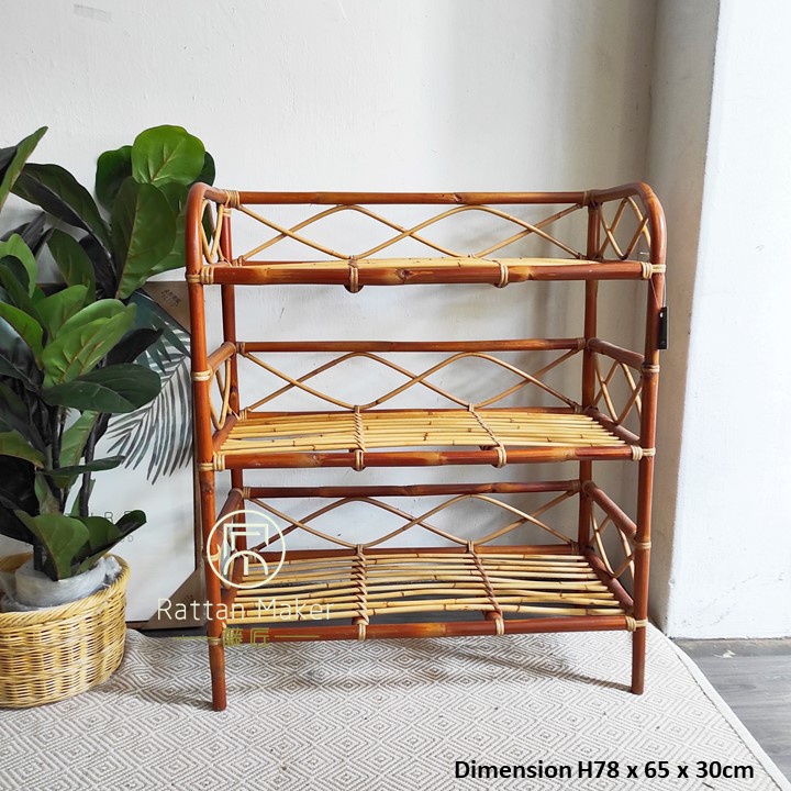 3LVL Rattan Rack Organizer / Book Shelving / Living Room Shelving ...