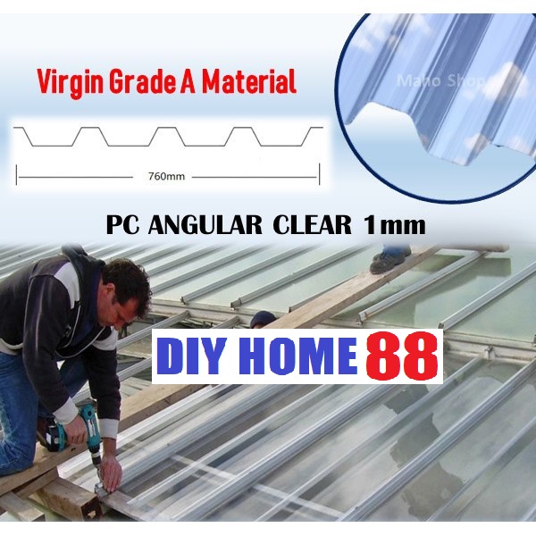 Angular Polycarbonate Transparent Roof Sheet / Atap Cerah Lutsinar 1mm ...