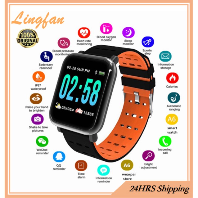 Lingfan A6 Smart Watch Blood Pressure Heart Rate Monitor