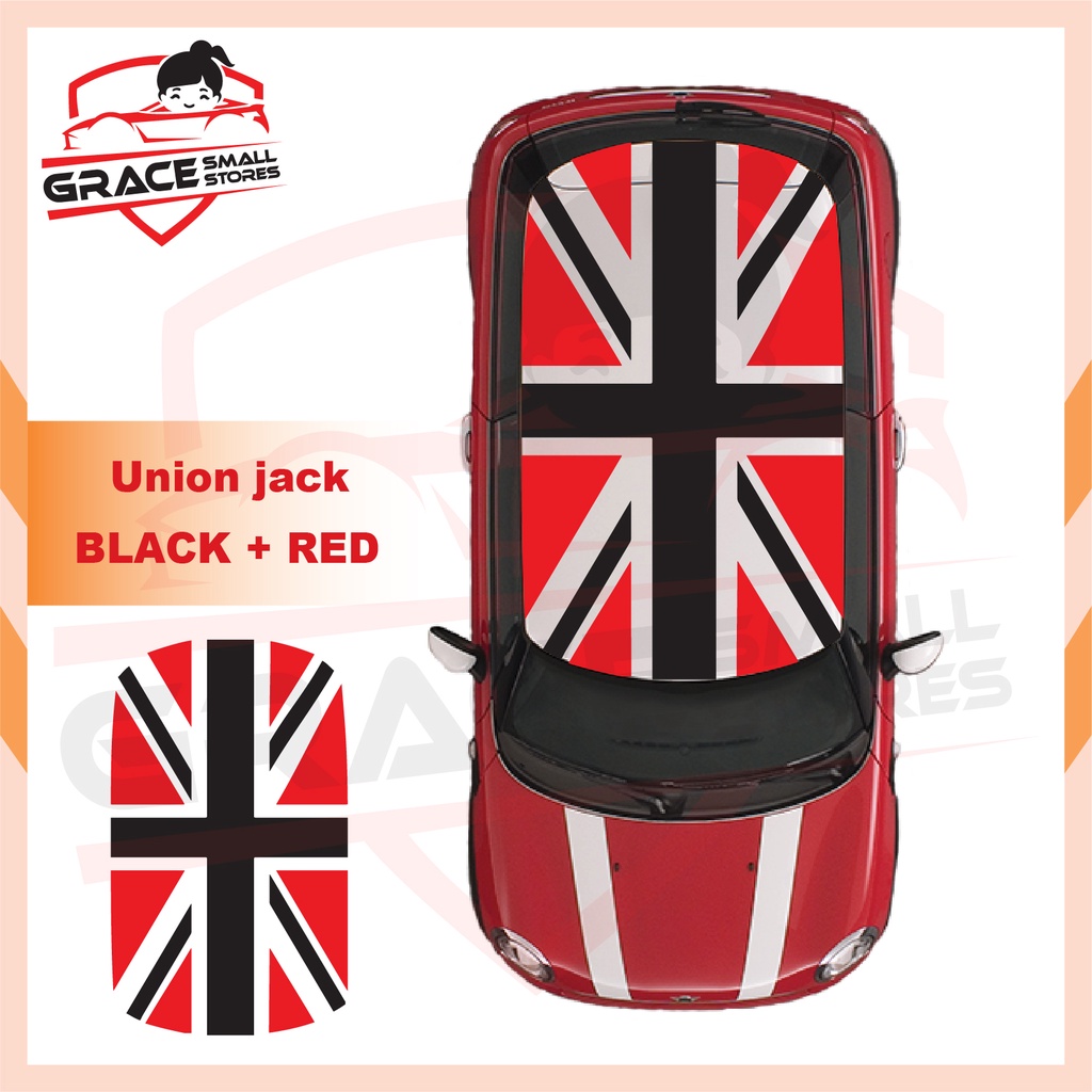 Mini Cooper Union Jack Flag Car Roof Sticker Decals Shopee Malaysia