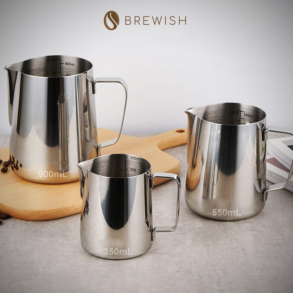 BREWISH Barista 350/550ml Stainless Steel Coffee Milk Jug Latte ...