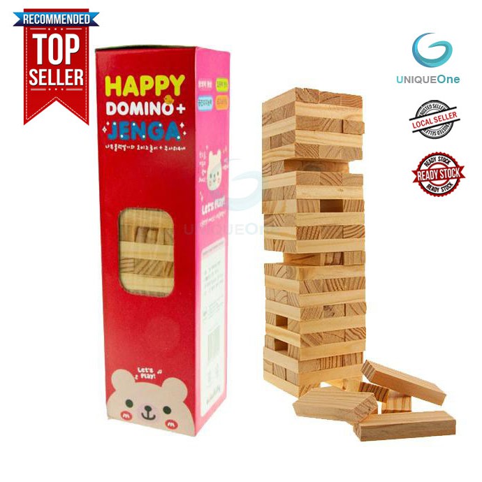 Uniqueone Happy Domino+Henga 3000 WOODEN Blocks 69PCS (22CM)Educational