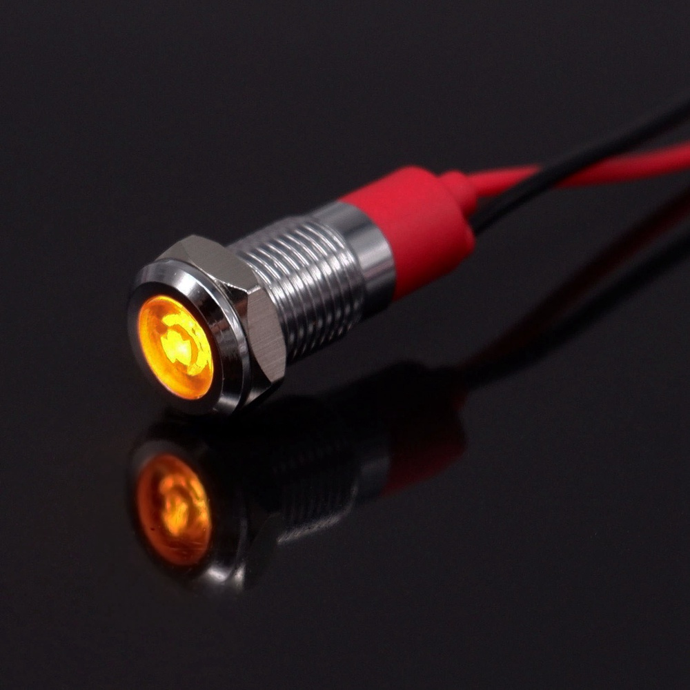 Voyant Lumineux Métallique 16mm - Alimentation 3V à 220V - Borne à Vis - Couleur Orange - Idéal Pour Tableaux électriques Et Machines