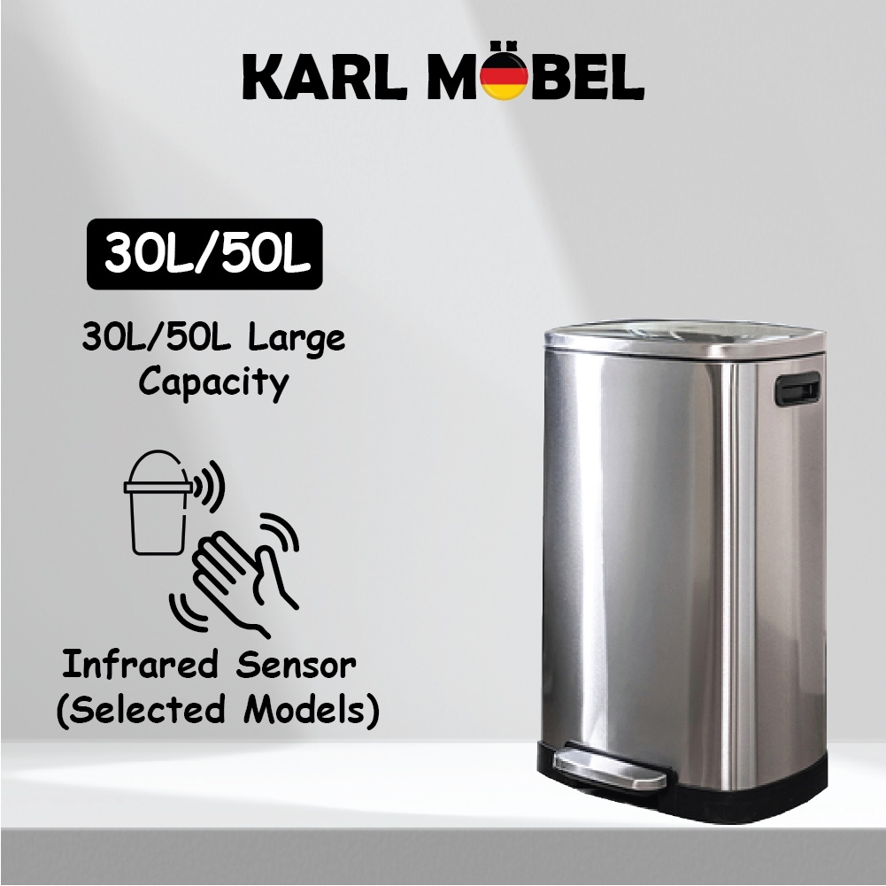 Tong sampah besar Dustbin kitchen large 50L 30L Pedal rubbish bin