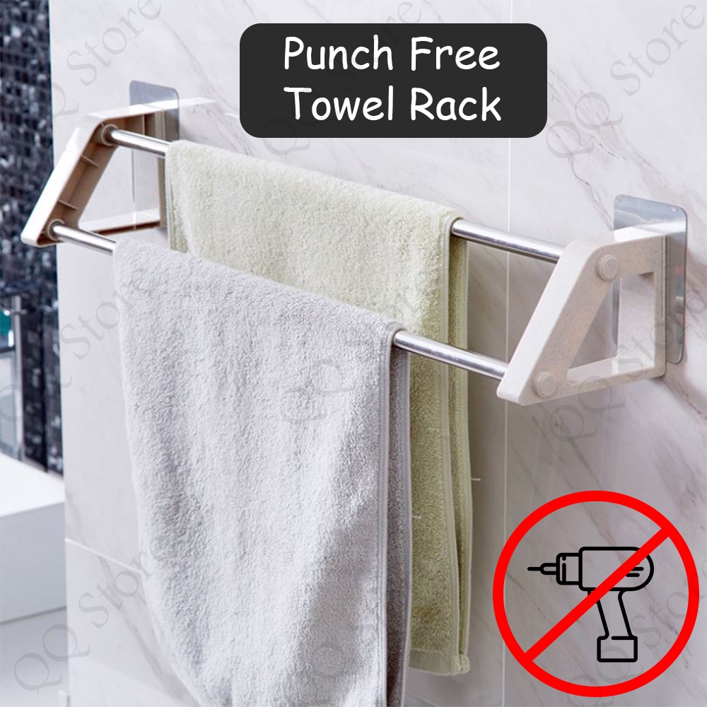 Anti-rust Self Adhesive Towel Bar Toilet Bathroom Towel Hanger Bar Rod ...