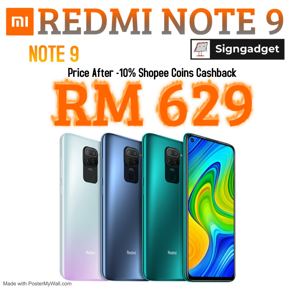 Xiaomi Redmi Note 9 (4Gb Ram + 128Gb Rom) - Ready Stock & Lowest Price -  Free Gifts - 100% Original Xiaomi Warranty | Shopee Malaysia