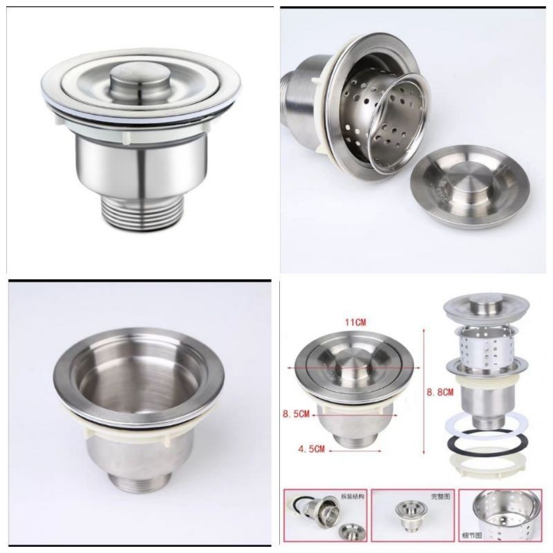 Stainless Steel Waste Kitchen Sink Penutup Sinki Stell 11cm | Shopee ...