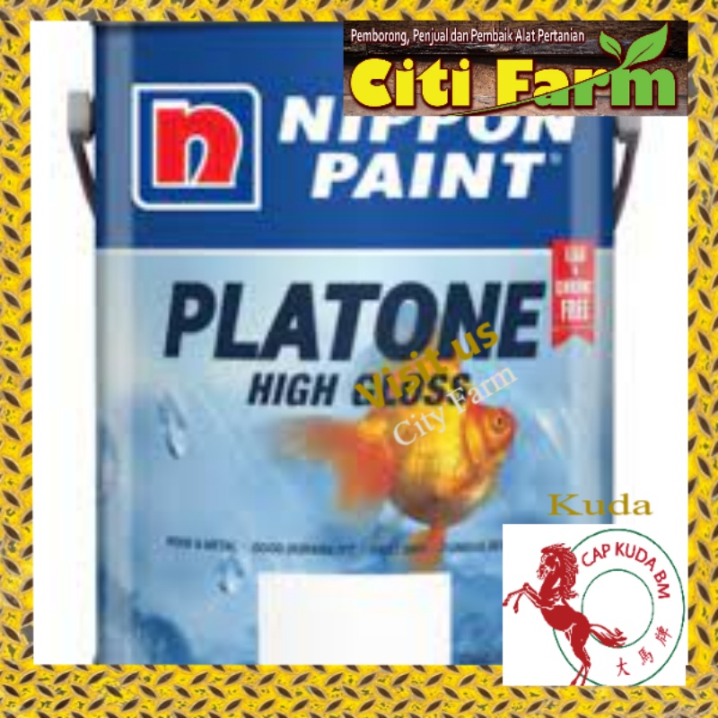+5Litres NIPPON PAINT PLATONE HIGH GLOSS matel & wood paint cat besi ...