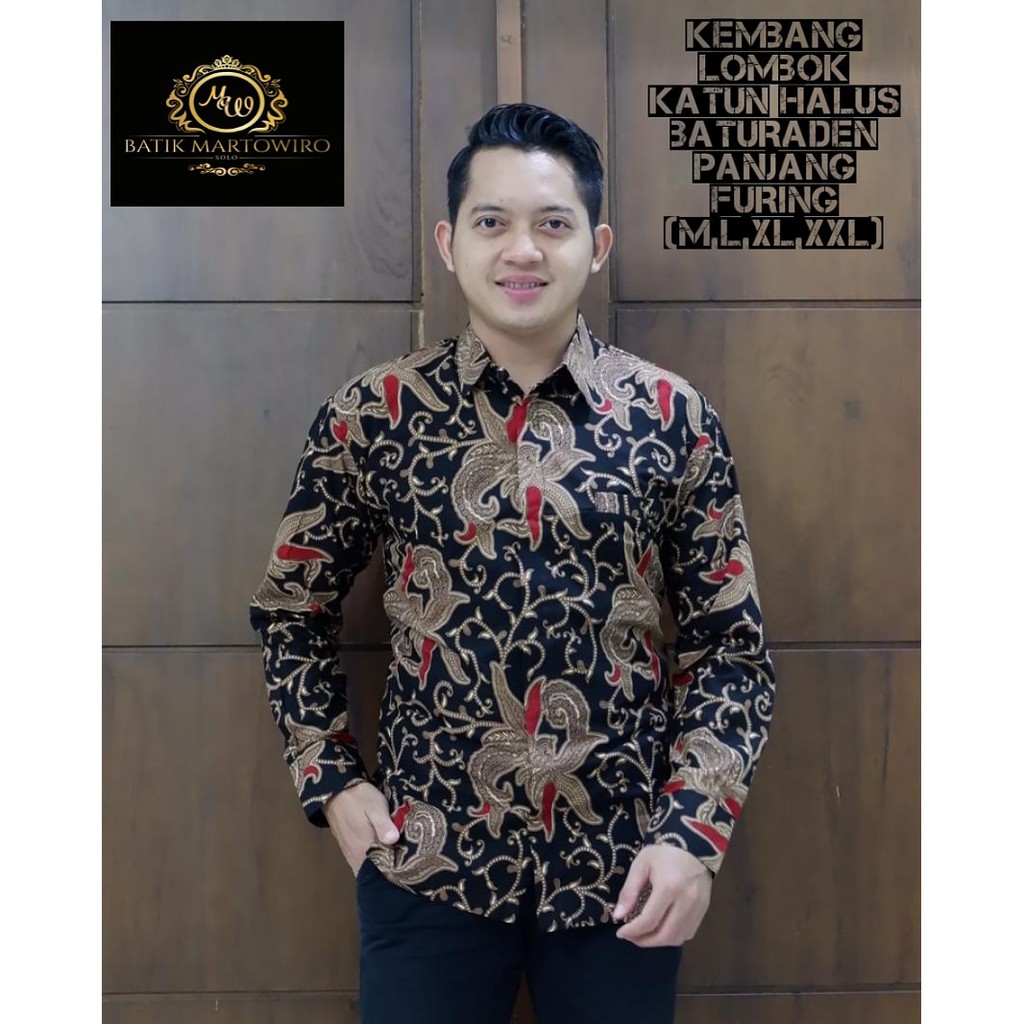 Kembang LOMBOK Tops Men's Batik Shirts Premium Long Sleeve Smooth ...