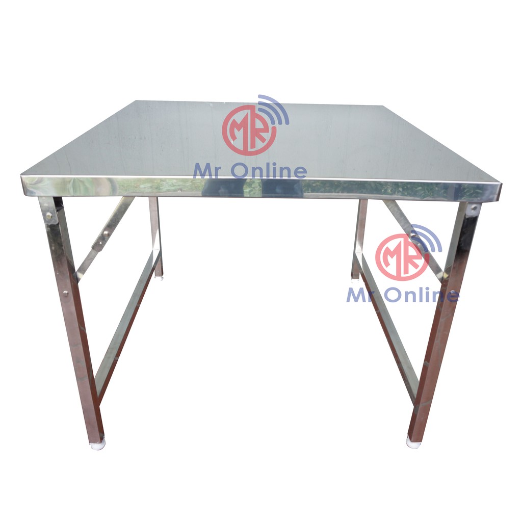 High Quality Stainless Steel Foldable Swing Square Table Meja Kerja Segi Empat Sama Meja Lipat