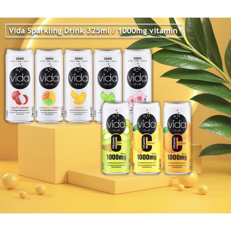 [Assorted] Vida Sparkling Drink 325ml Lychee/Citrus/Lemon/Minty Lime ...
