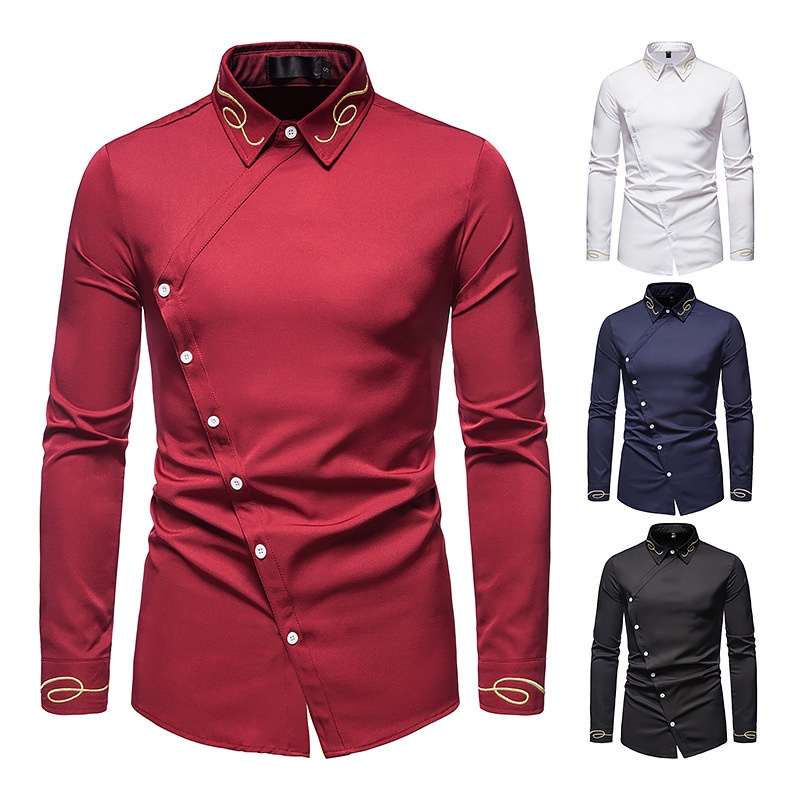 Design 2022 Kurta Lelaki Viral Slant Button Embroidery Men Shirt Long ...