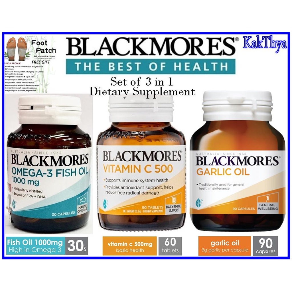 Suplemen 3 dalam 1 Blackmores Omega 3 Fish Oil 1000mg 30's, Blackmores