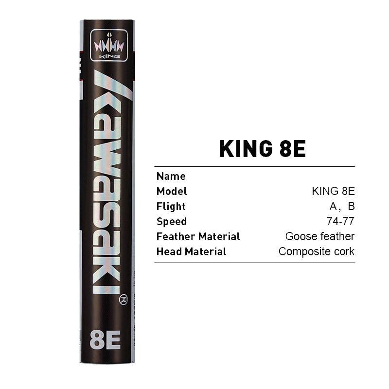 Kawasaki Badminton Shuttlecock King 8E Goose Feather Speed 76/77 (12 ...