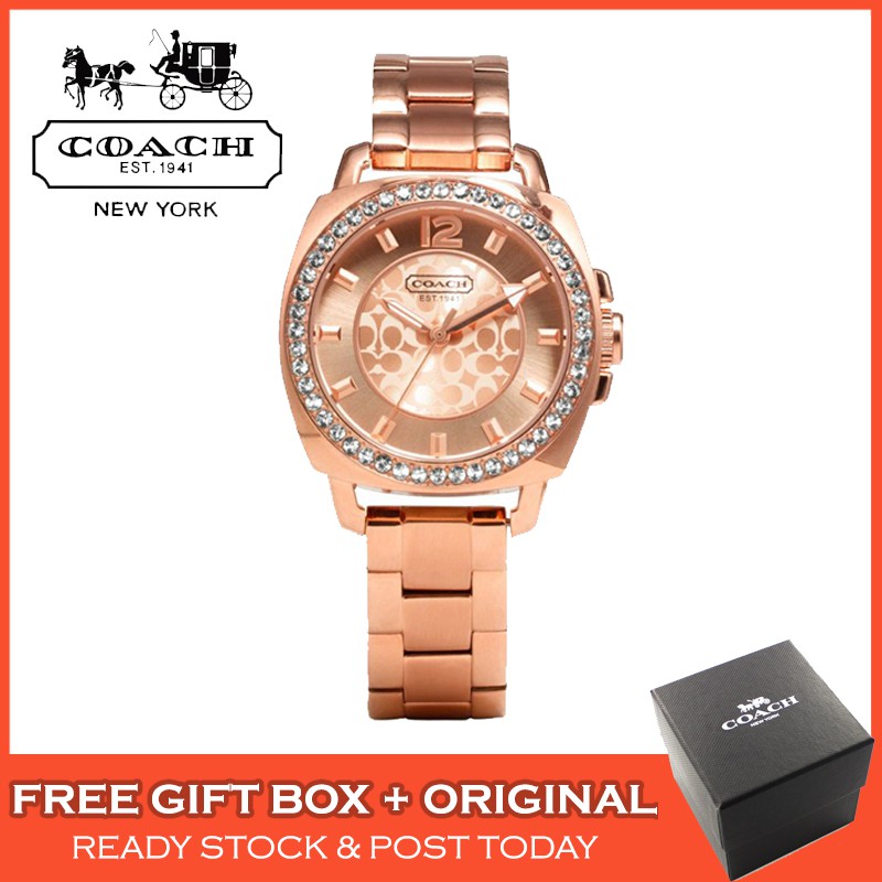 Original Coach Boyfriend Rose Gold Stainless Steel Ladies Women Watch Jam Tangan Wanita Perempuan 14501701 Shopee Malaysia