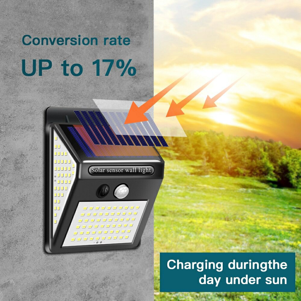 Solar Sensor Light Three Sides 140/100/40 LED Illumination Motion ...