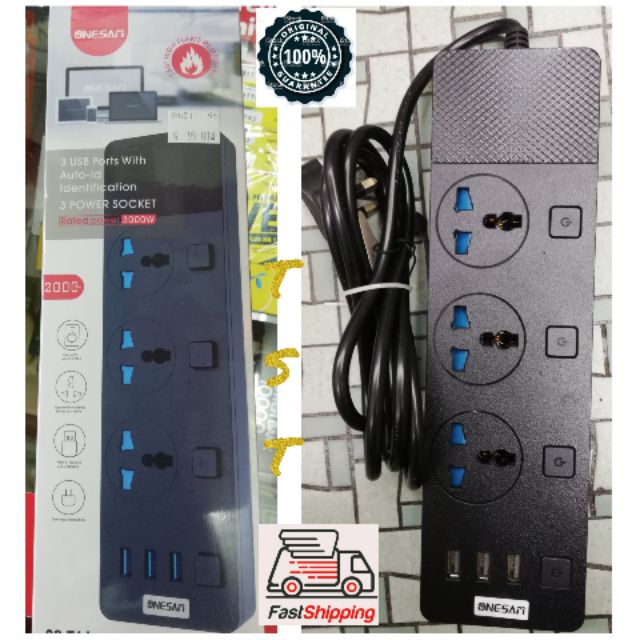 ONESAM OS -T11 High Power 3000W 3 Universal Power Socket 3 USB ports ...