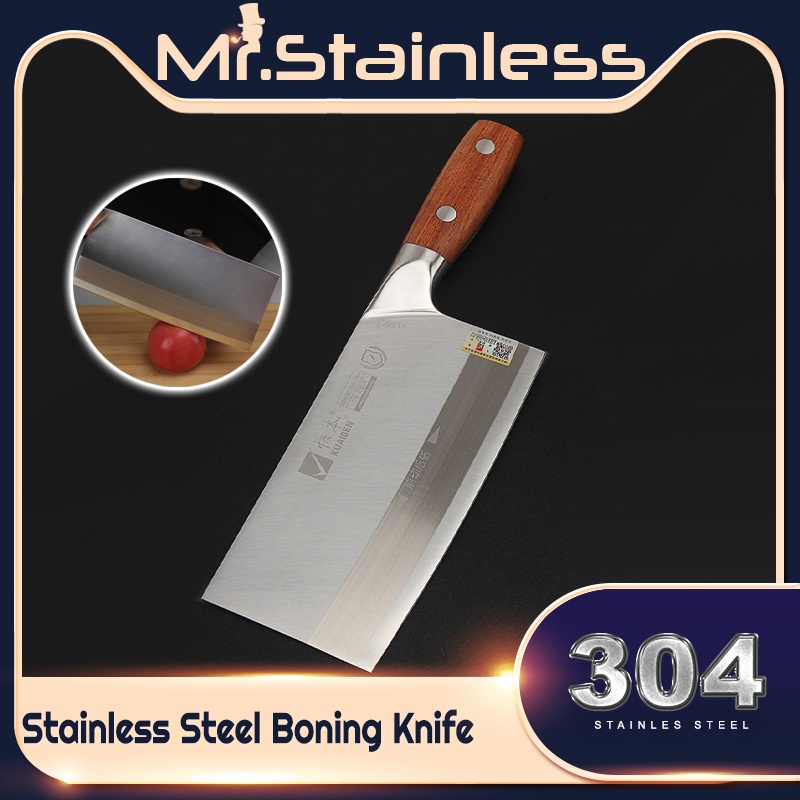 Mr.Stainless Sharp Kitchen Knife Cut Meat Bone solid wood handle