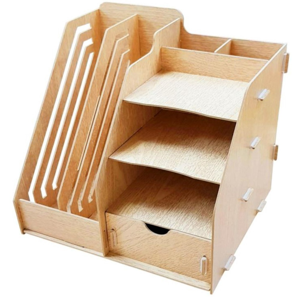 Wooden table book &amp; organiser rack, desktop rack, document rack, rak buku, rak meja, rak documen, rak kayu