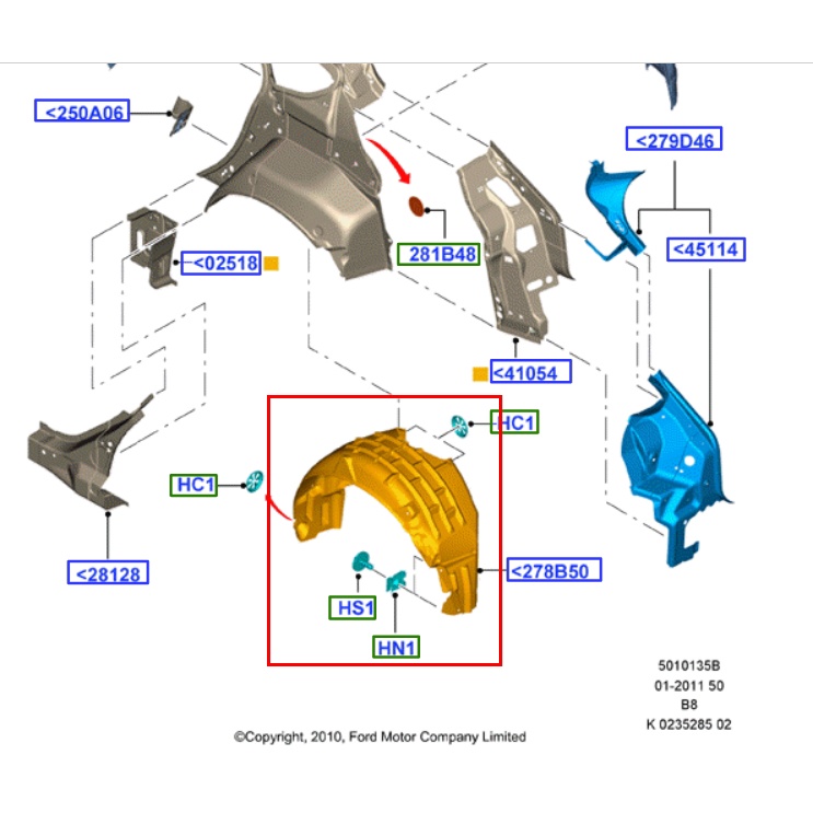 Original Ford Focus MK3 / MK3.5 Rear Fender Liner Rear Wheel Inner ...