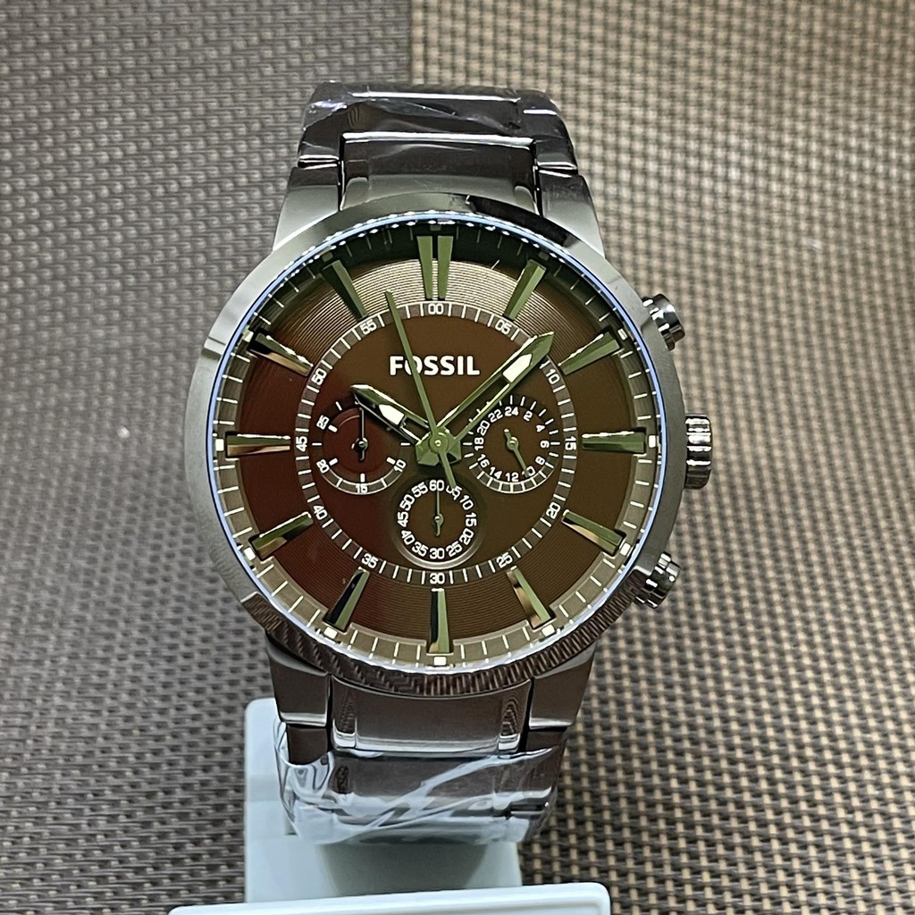 Fossil FS4357 Chronograph Brown Dial Ion Plated Stainless Steel