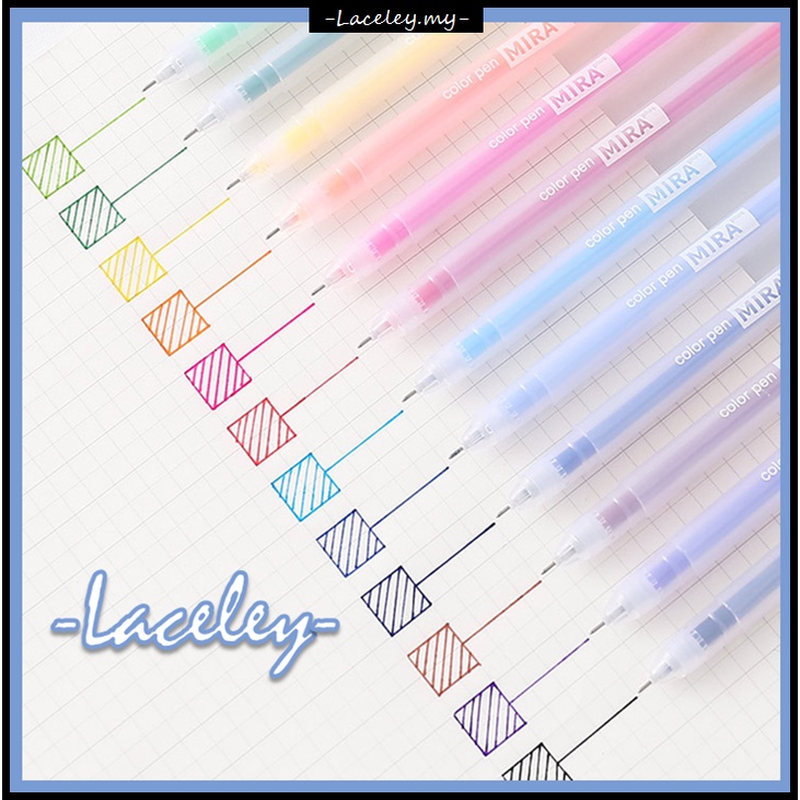 HIGH GLOSS PASTEL Languo Color Gel 6 Pen Set 0.6mm Black Out Planning Pen  Set Fine Point Set 9 Pens 