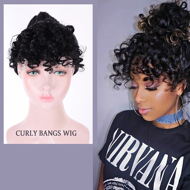 Afro Kinky Cury Fluffy Sexy Bangs Extension Wig Clip In Hair Extension