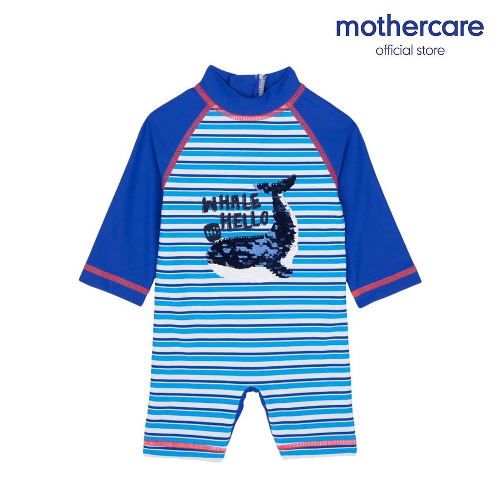 Mothercare Baby Boy Swimwear Hello Whale ReversibleSequin Sunsafe Suit