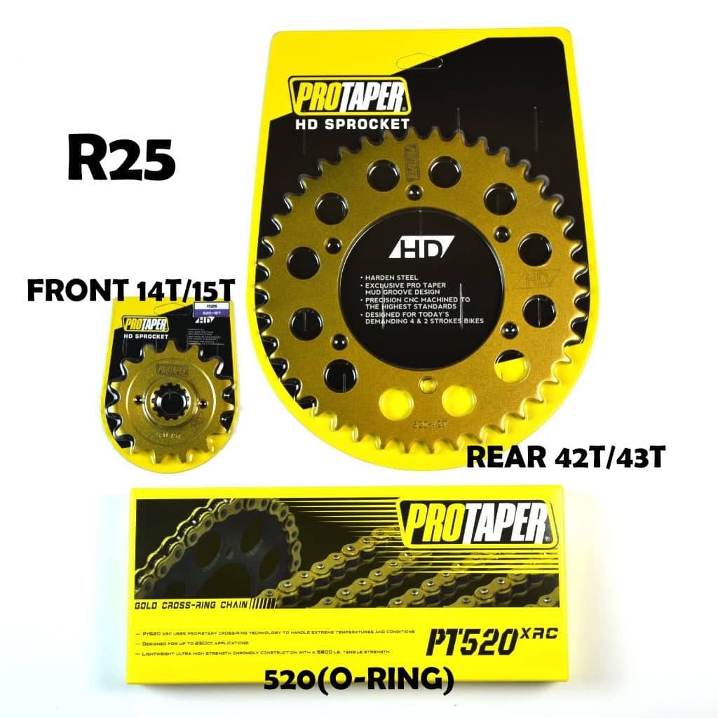 520 R25 Protaper Sprocket Set Front And Rear Sprocket 520 Chain Gold 