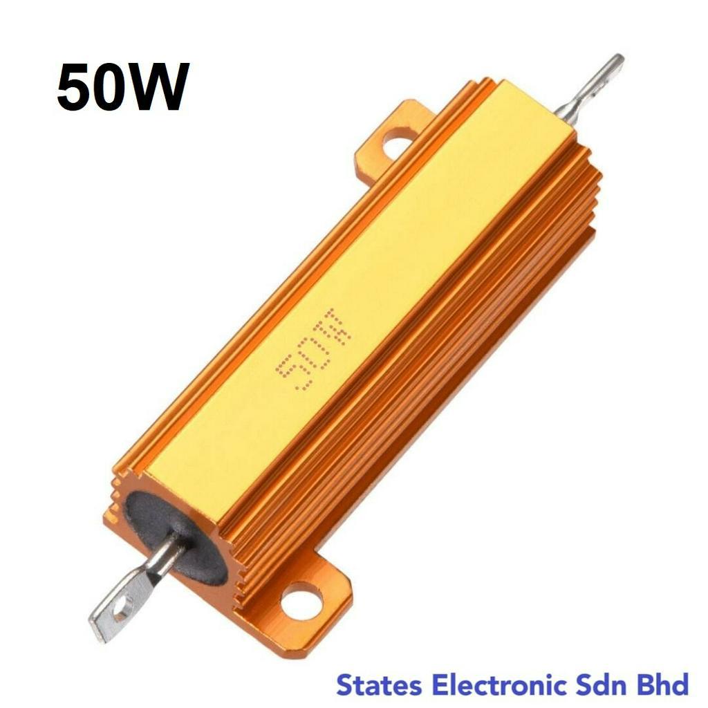 sourcing map 2pcs 50W 8 Ohm Aluminiumgehäuse Chassishalterung Leistungswiderstand Gold