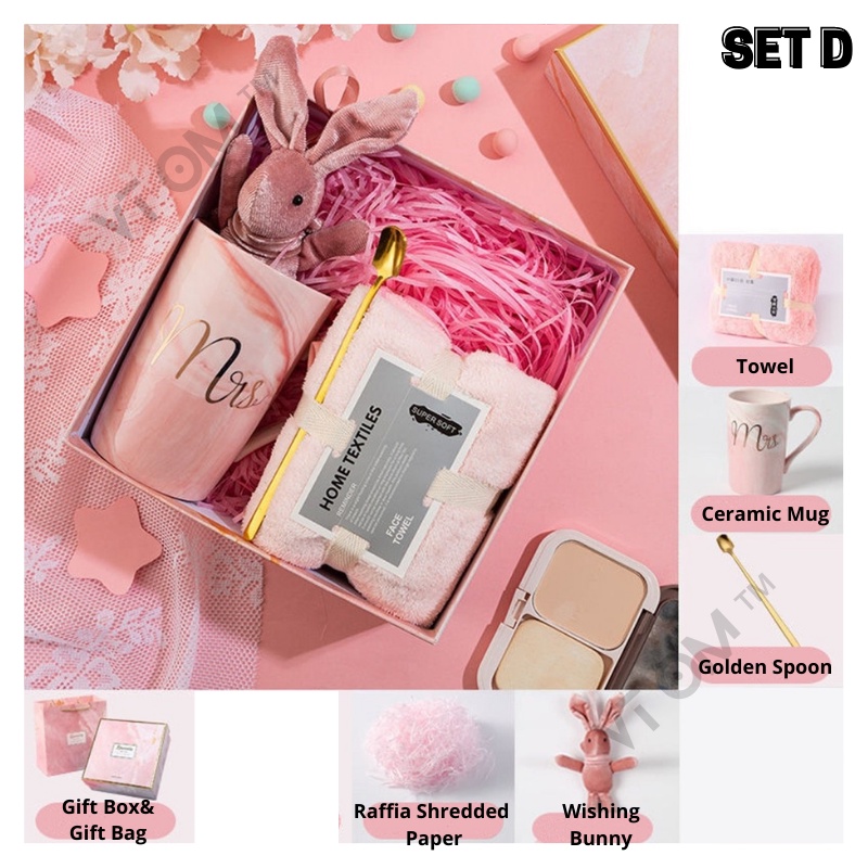 VTOM Pinky Cute Wishing Bunny Plush Toy Gift Box Set Woman Girls