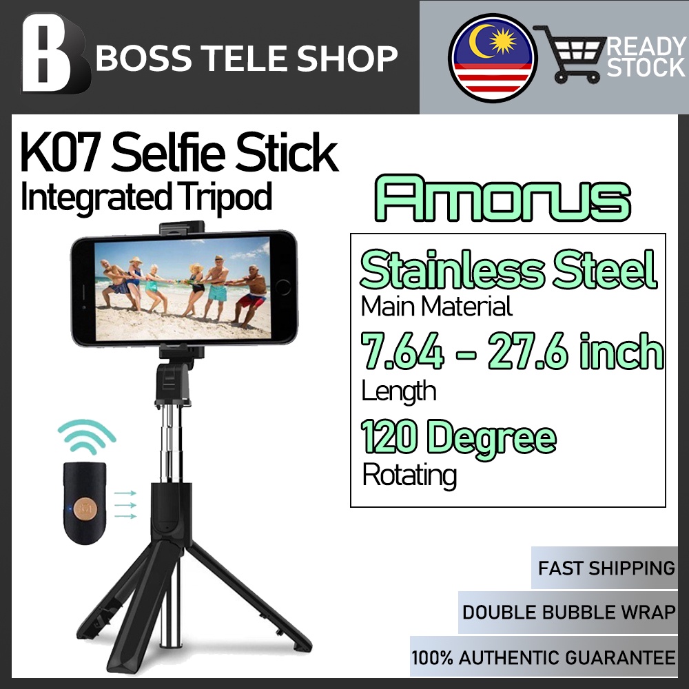 K07 Bluetooth Selfie Stick with Button Tripod Shopee Malaysia