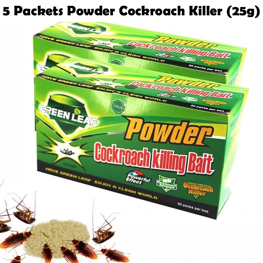 Green Leaf Powder Cockroach Killer Killing Bait Pest Control 5 Packets Powder Cockroach Killer 2084