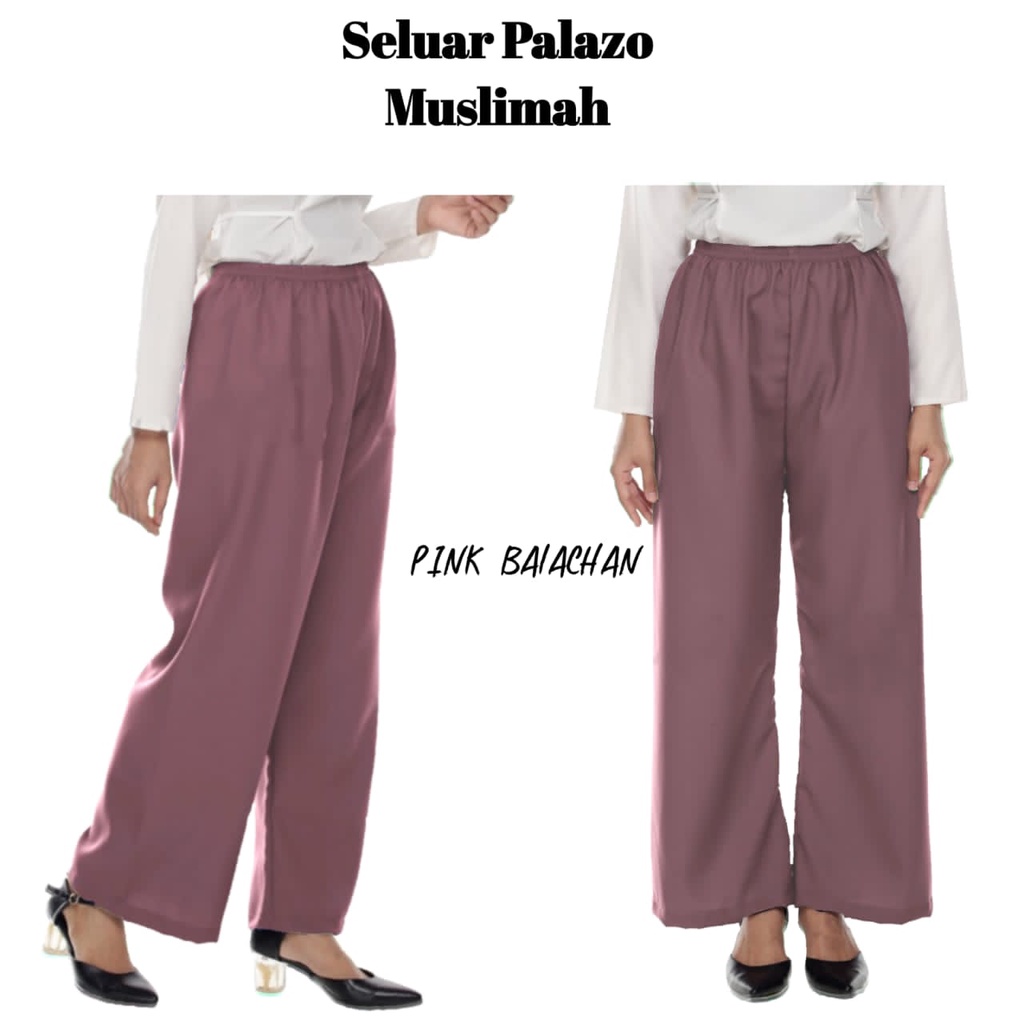 (SELUAR PALAZO MUSLIMAH) palazzo muslimah pants murah kain como crepe ...